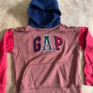 GAP Color-Block Sweatshirt Hoodie – Brown & Red – Size XXL
